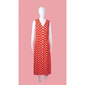 1980s-1990s JONATHAN MARTIN POLKA Dot Button Up Maxi Dress. Medium-Large. AS IS